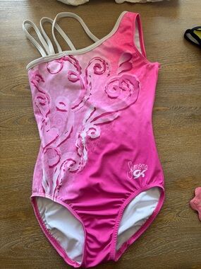 Pink Simone Biles One-Shoulder Gymnastics Leotard AXS